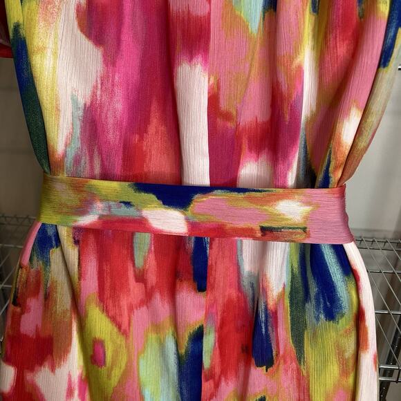 Trina Turk Women's Abstract Off Shoulder San Onofre Maxi‎ Dress Size S Vibrant - Picture 11 of 12